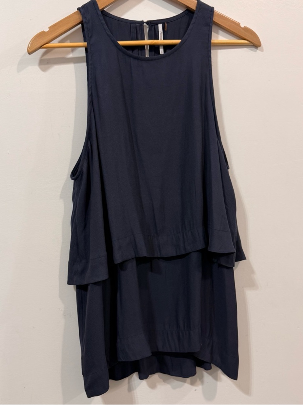 Free People Layers In Love Sleeveless Flowy Summer Boho Navy Tunic Top Size SP